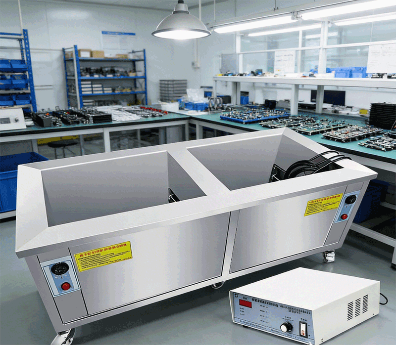 Uall Ultrasonic double tank industrial ultrasonic cleaner with dual stainless steel tanks