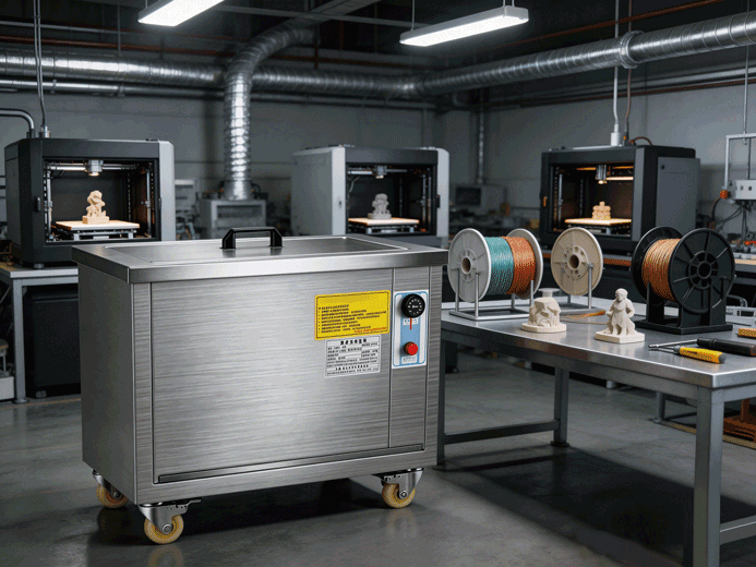 Ultrasonic cleaning of 3D printed parts - resin removal and support material cleaning